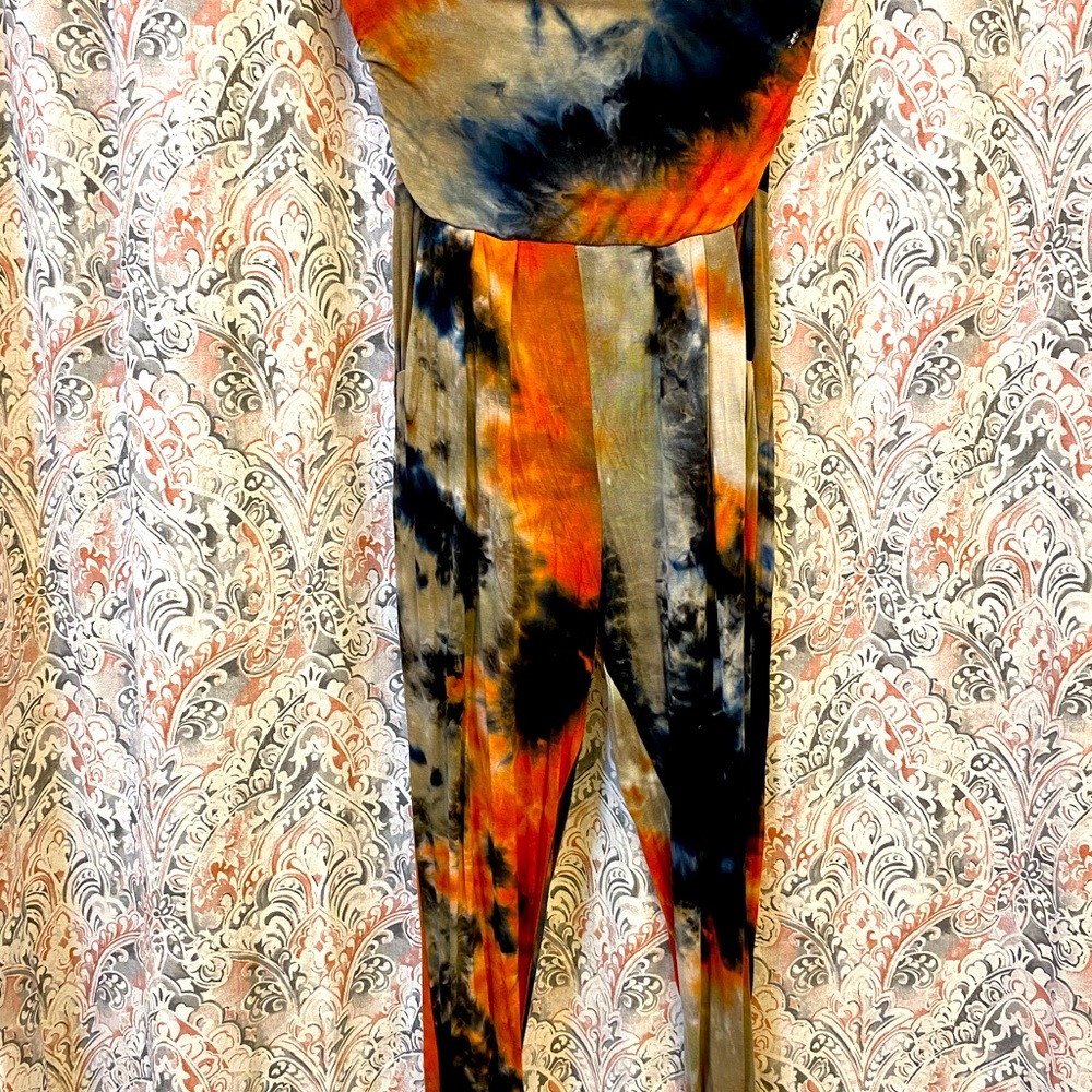 Strapless multicolored pants jumpsuit